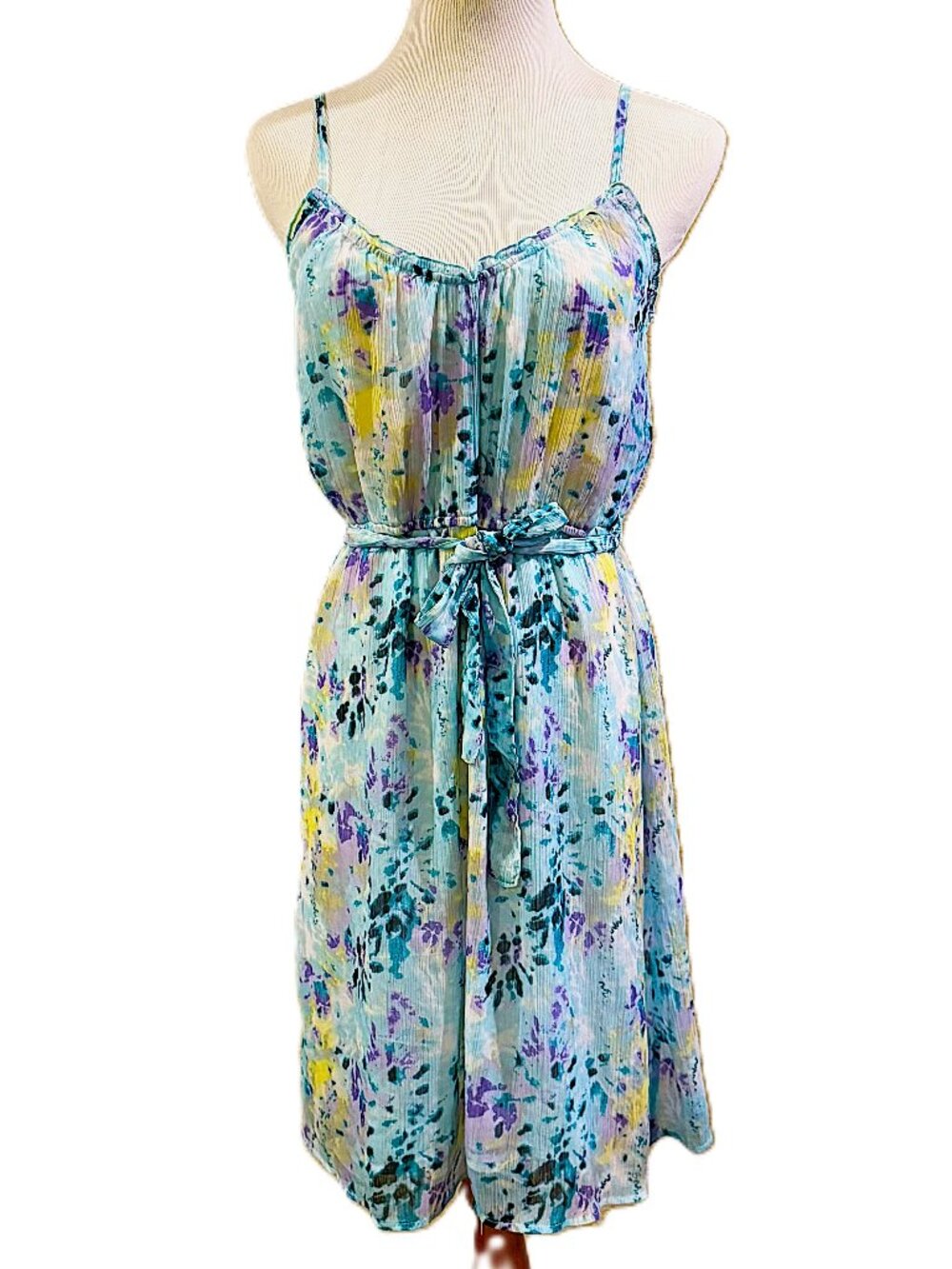 SO Watercolor Pastel Spring Dress Women Size L
